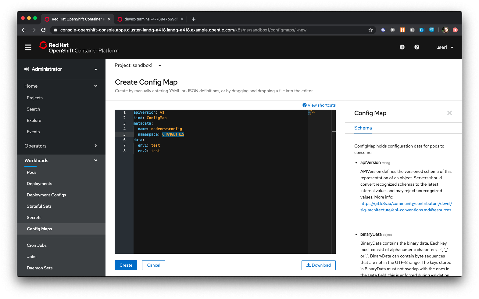Example Config Map YAML