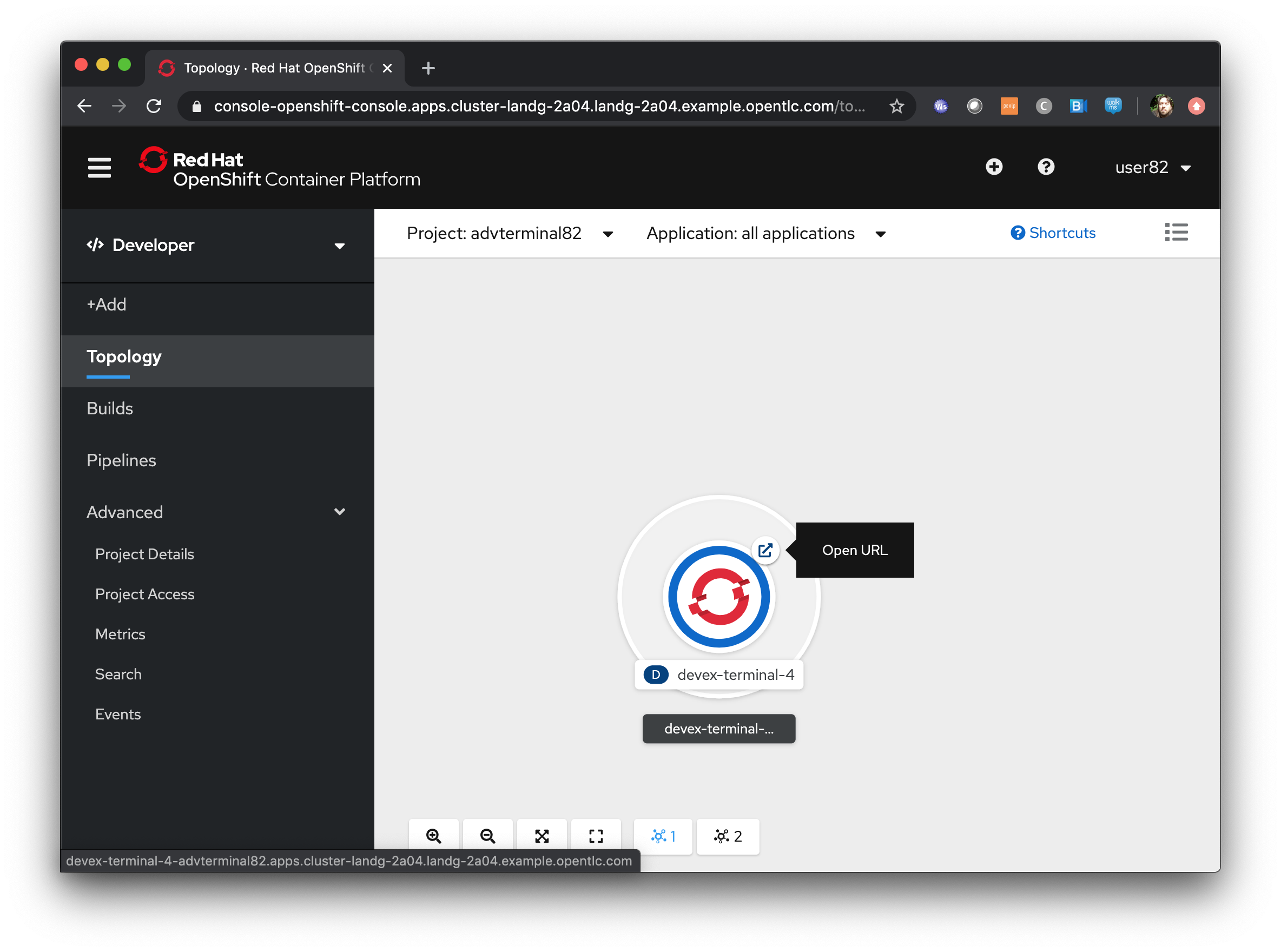 Selecting the Show URL