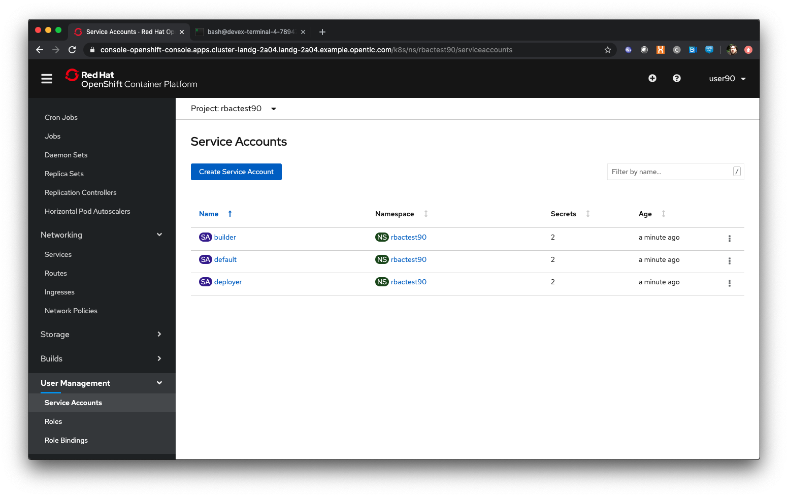 List of Service Accounts